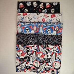 Star Wars Fabric Set Of 5 Fat Quarters Red White Blue Black Lucasfilm Cotton NWT